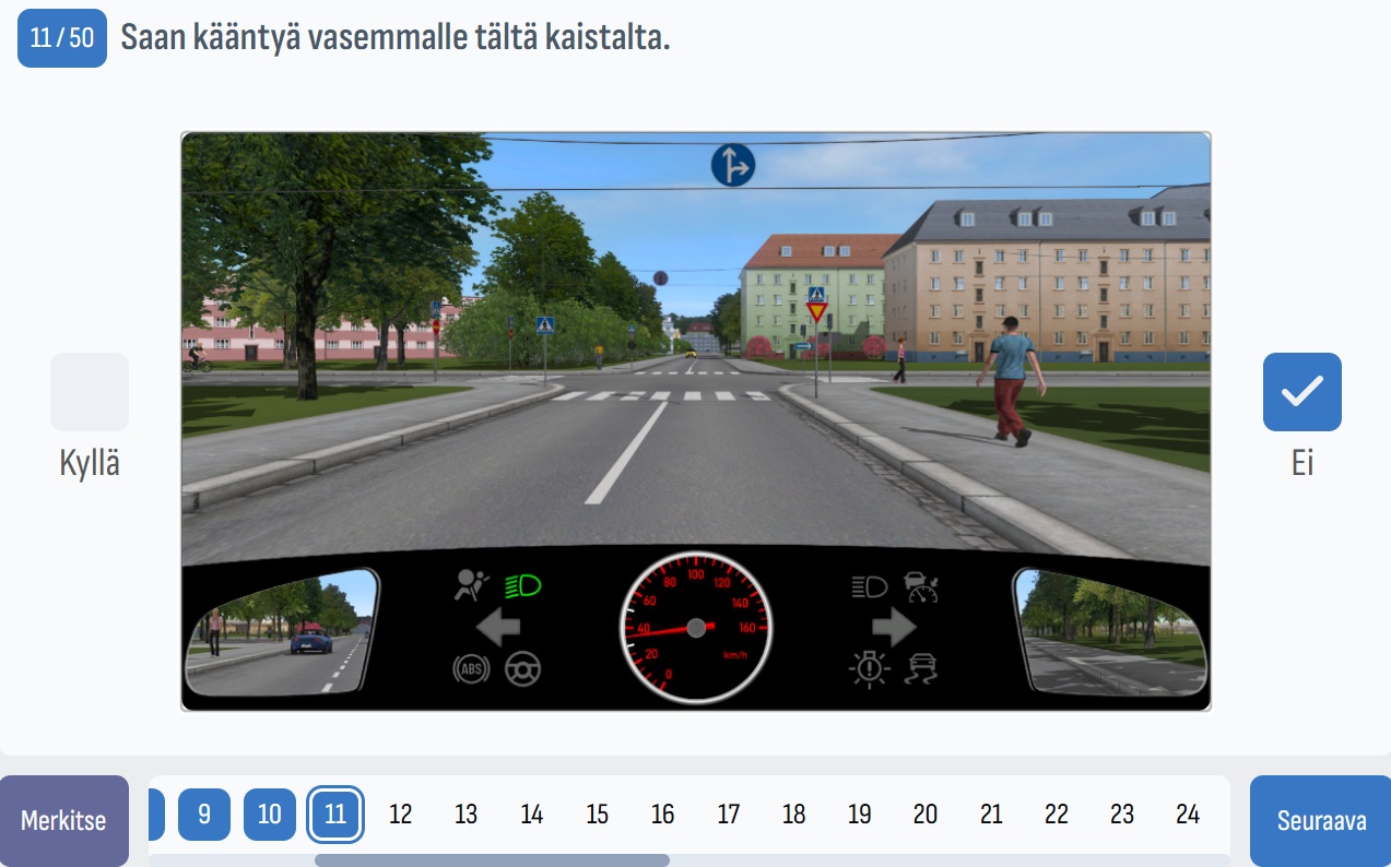 Moderni oppimisympäristö teoriakokeeseen harjoitteluun